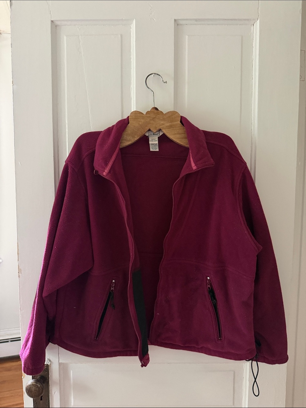 L.L. Bean Burgundy Full-Zip Teddy Fleece Jacket